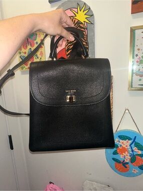 kate spade Black Pebbled Leather Backpack with Top Handle